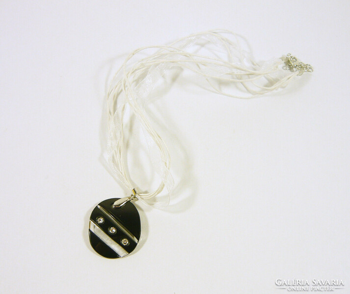 Ajka, black, hand polished, lead crystal necklace pendant! (Bt008)