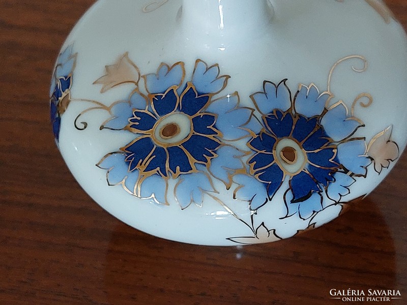 Old Zsolnay porcelain vase with blue cornflower pattern