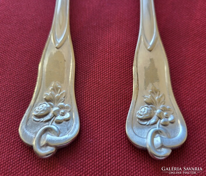 2 silver-plated alpaca forks. M. Cutlery fork with monogram