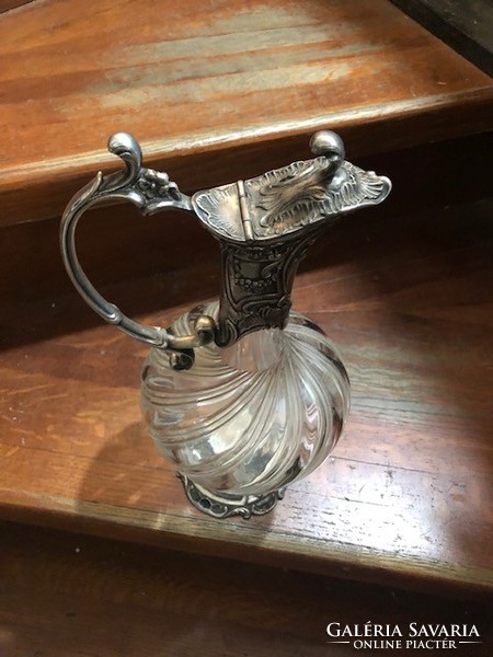 xv. Louis period Cristofle sterling silver decanter, crystal, 26 cm.