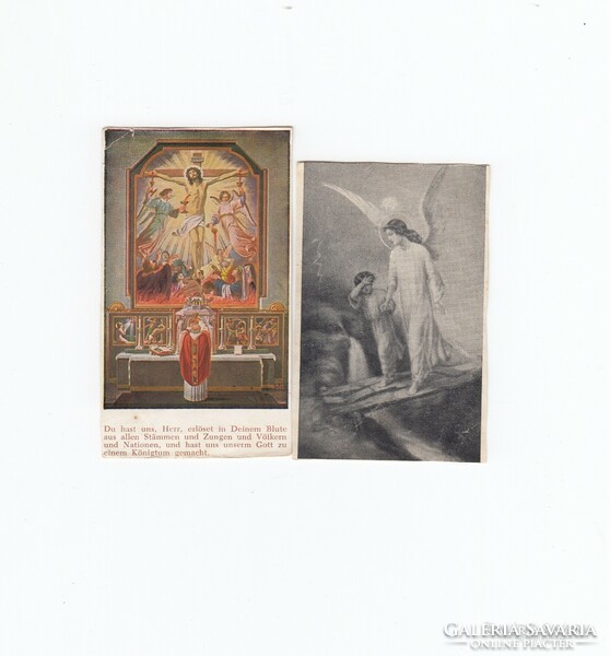Vallásos  antik imakép 2db az egyik újság kivágás