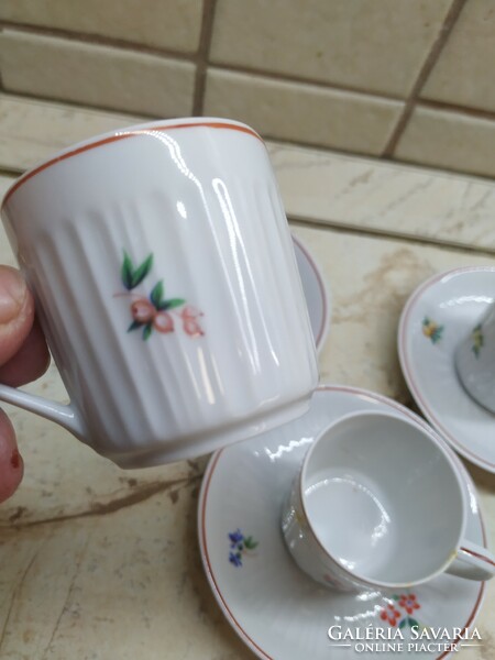 Hollóházi porcelain coffee cup + plate 3 pcs for sale! Porcelain coffee set for replacement