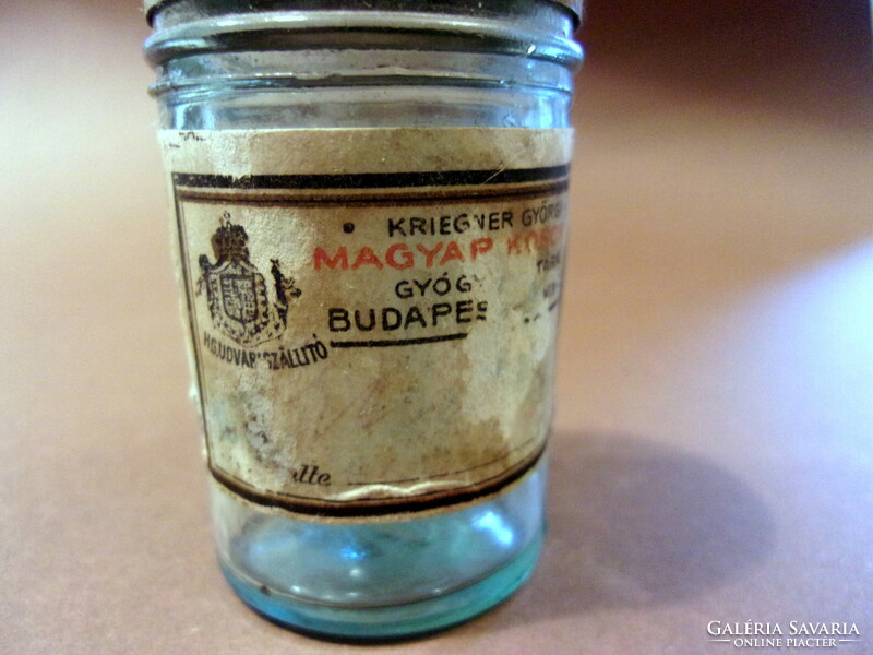 Antik patikaüveg Kriegner György Budapest Kálvin tér gyógyszertári üvegcse