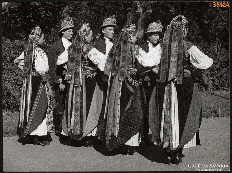 Larger size, photo art work by István Szendrő. Couples in Inaktelki (Cluj county) folk costume,