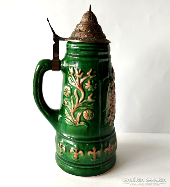 Mug with Hungarian holy crown and ceramic copper lid