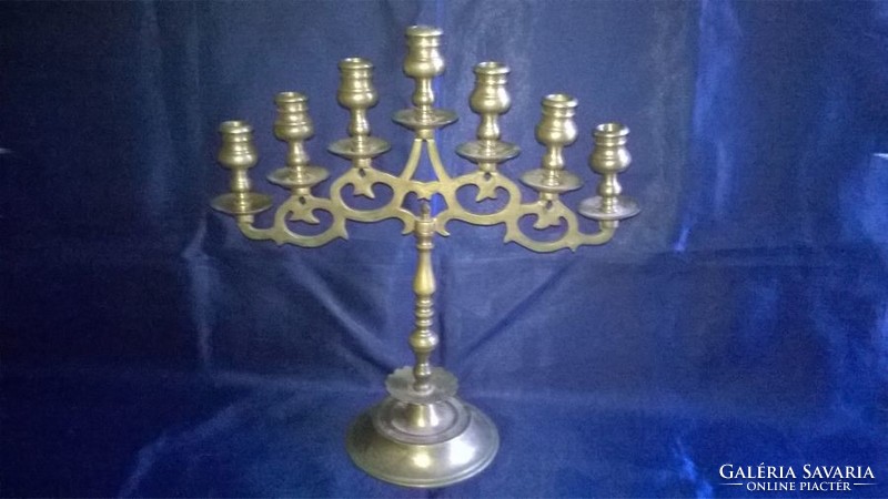 Larger, seven-pronged copper candle holder