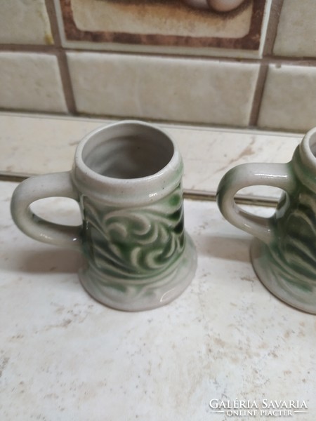 Ceramic drinking set for sale! 4 pcs of ceramic glasses with handles, small jugs for sale!