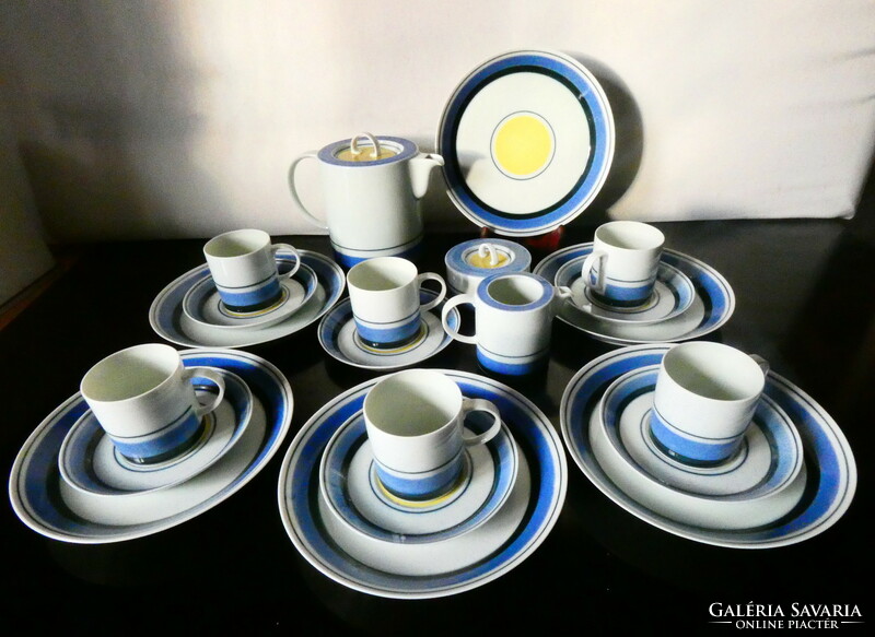 21 Részes Porcelán Teáskészlet a 80-as évekből,  Porcelana Bidasoa ( Spain) "linea Avante"