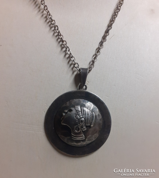 Retro fine condition silver-plated industrial art pendant on a chain
