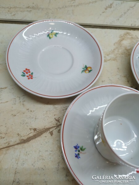 Hollóházi porcelain coffee cup + plate 3 pcs for sale! Porcelain coffee set for replacement