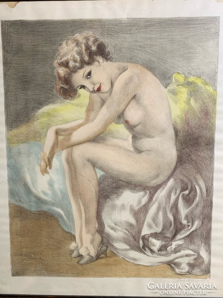 Vidai Brenner Nándor akvarell akt, 58 x 48 cm-es. 0276