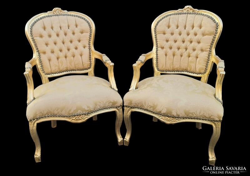 A789 gilded neo-baroque armchairs
