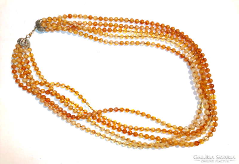 Retro amber 5-row necklace (1106)