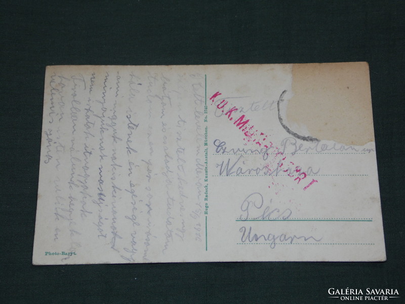 Postcard, postcard, k.U.K. World War II, Italy, Meran, Merano skyline, detail