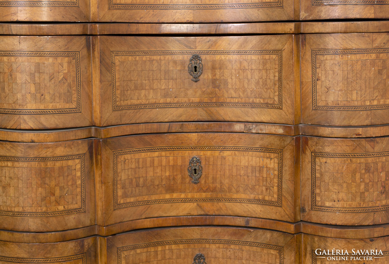 Baroque-style 4-drawer inlaid chest of drawers