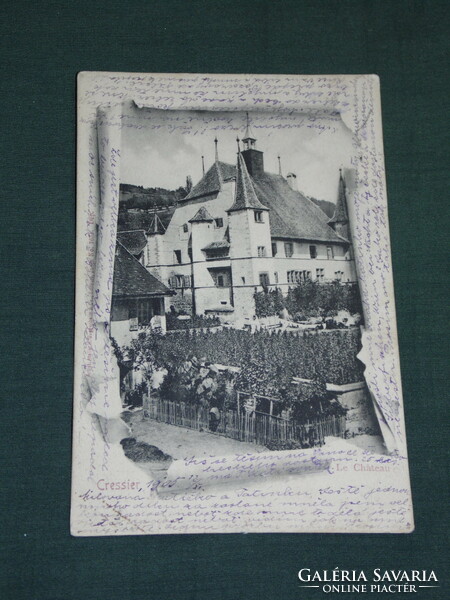 Képeslap, Postkarte, Svájc Cressier  Le Chateau , vár látkép, részlet