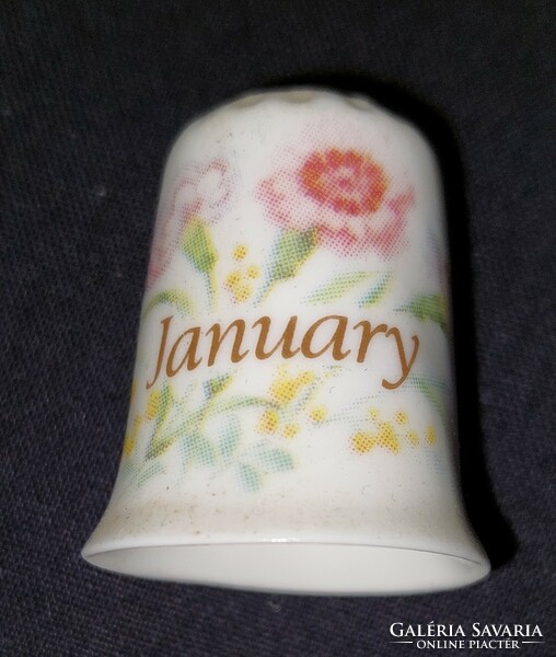 English porcelain thimble (inscribed January)
