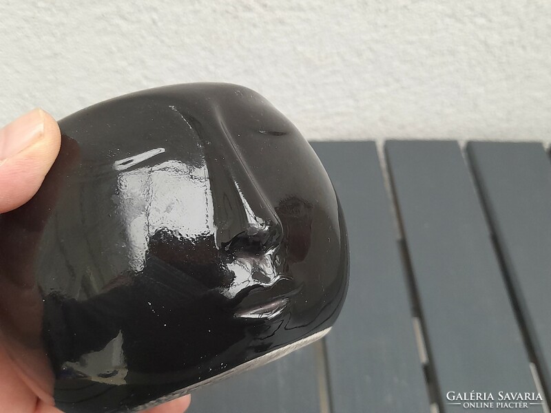 Beautiful art-deco black ceramic candle holder head