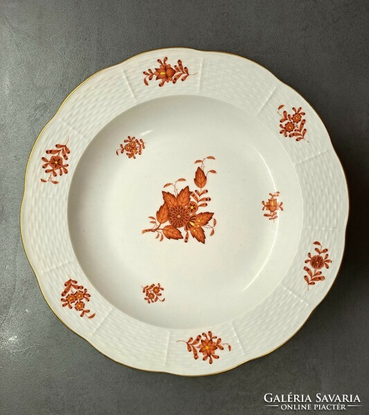 6 Herend Appony orange patterned deep plates