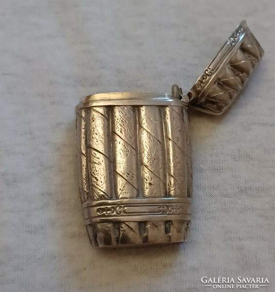 Antique silver match holder gilded inside, with hallmark, master mark. Cigar pack shape