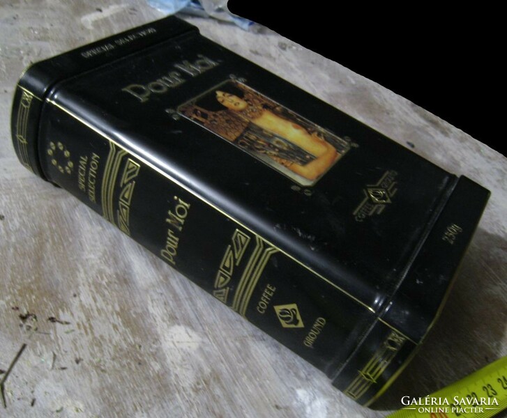 Antik stílusú, könyv formájú kávés fém doboz - Klimt
