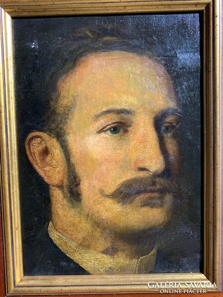 Greguss Imre férfi portréja, olaj, fán, 30 x 23 cm-es. 0323