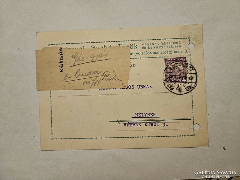 1928 letterhead postcard Budapest