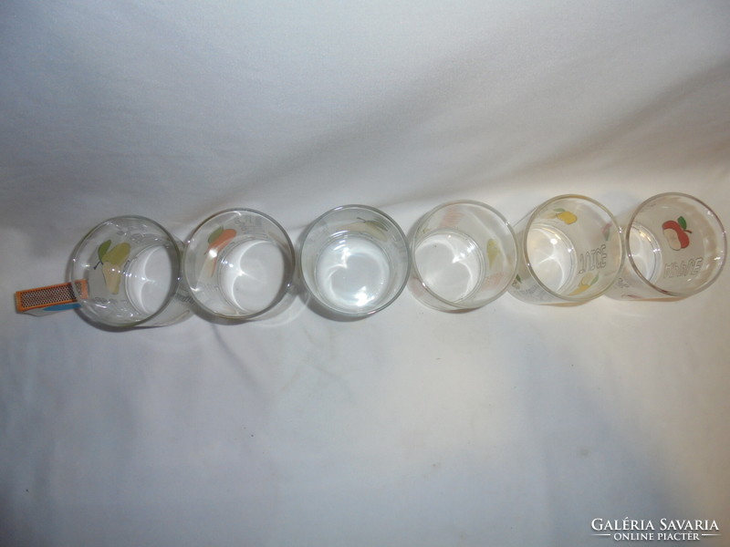 Hat darab gyümölcs mintás üdítős üveg pohár - együtt
