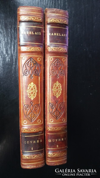 Rabelais munkái - két kötetben - nagyon szép félbőr kötésben