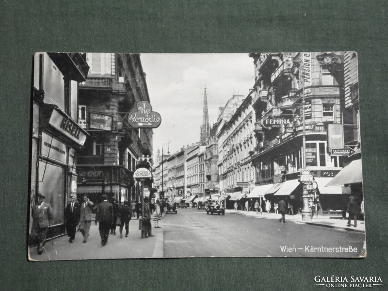 Képeslap, Postkarte, Ausztria,Wien-Kärntnerstraße, utca részlet, életkép