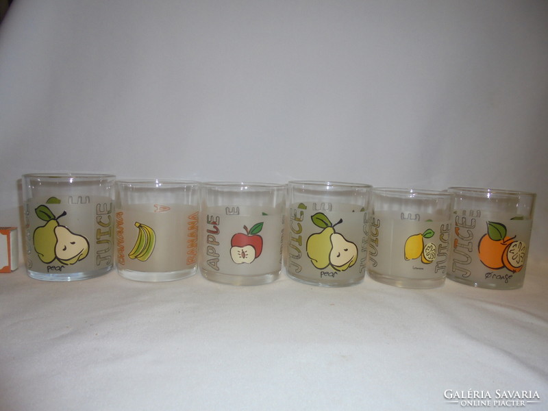 Hat darab gyümölcs mintás üdítős üveg pohár - együtt