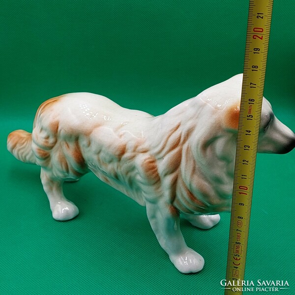 Rare collector's antique Hólloháza Szakmáry porcelain dog figurine from the 1940s