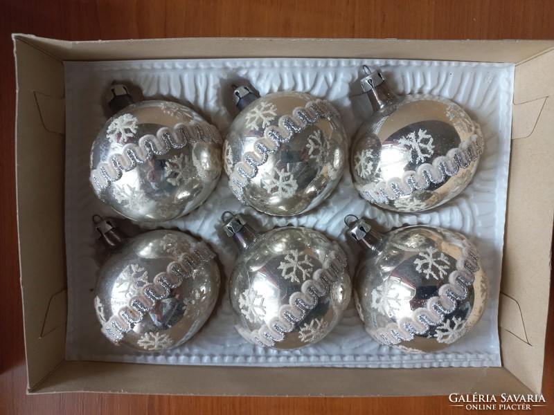 Old silver snowflake glass globes