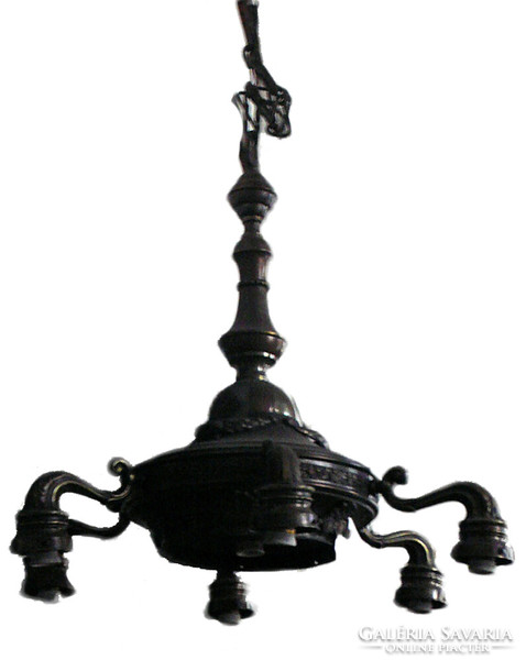 Bronze-plated 6-arm chandelier