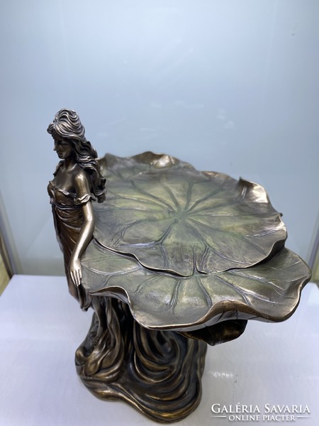Bronzed serving bowl in the shape of a woman