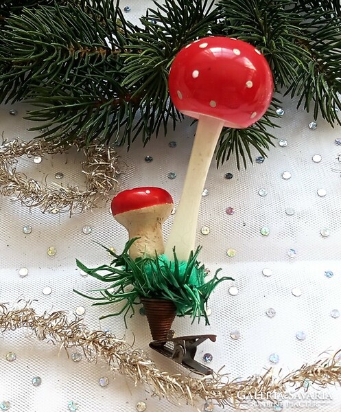 Régi csipeszes dupla gomba karácsonyfa dísz 12cm