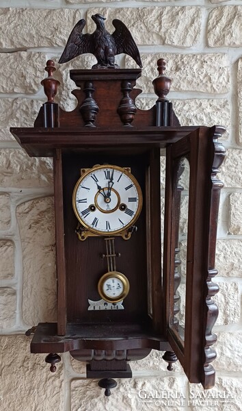 Antik Különleges faragott fali óra jelzett számlap és szerkezet Gustav Becker