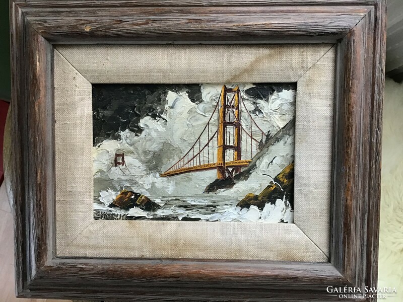 Old American Charles f. Knauff (1906-1975) oil painting in a wooden frame