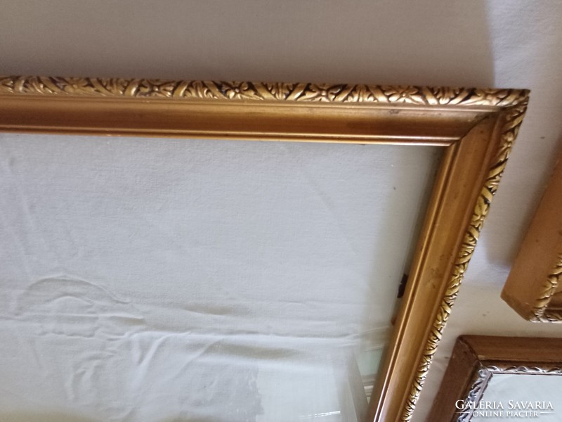 5 old gilded, glazed picture frames