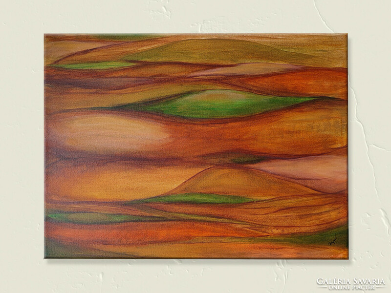 Pilipár year: earth wave abstract, 40x50 acrylic painting, canvas