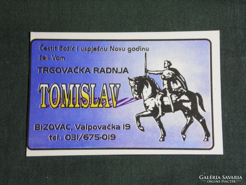 Kártyanaptár,Horvátország,Bizovac, Tomislav, zöldség, élelmiszer bolt, 1996,   (5)