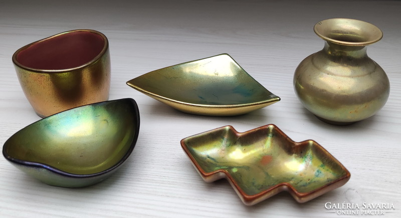 5 Zsolnay ornaments from the 1930s, flawless