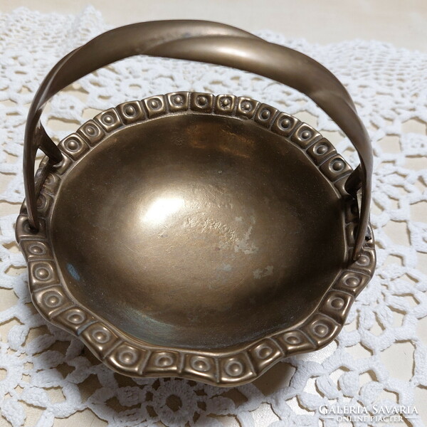 Copper round basket with handles