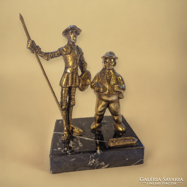 Bronze statue of Don Quixote & Sancho Panza - with marble base