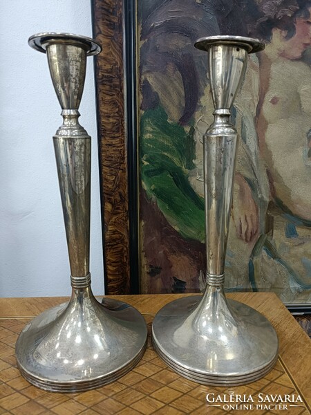 640G beautiful pair of silver candle holders