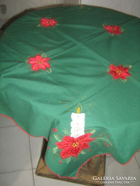 Beautiful Christmas tablecloth with sewn decoration