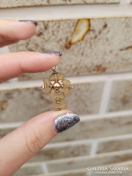 Victorian 14k Human Hair Gold Cross Mourning Jewelry Extremely Rare!