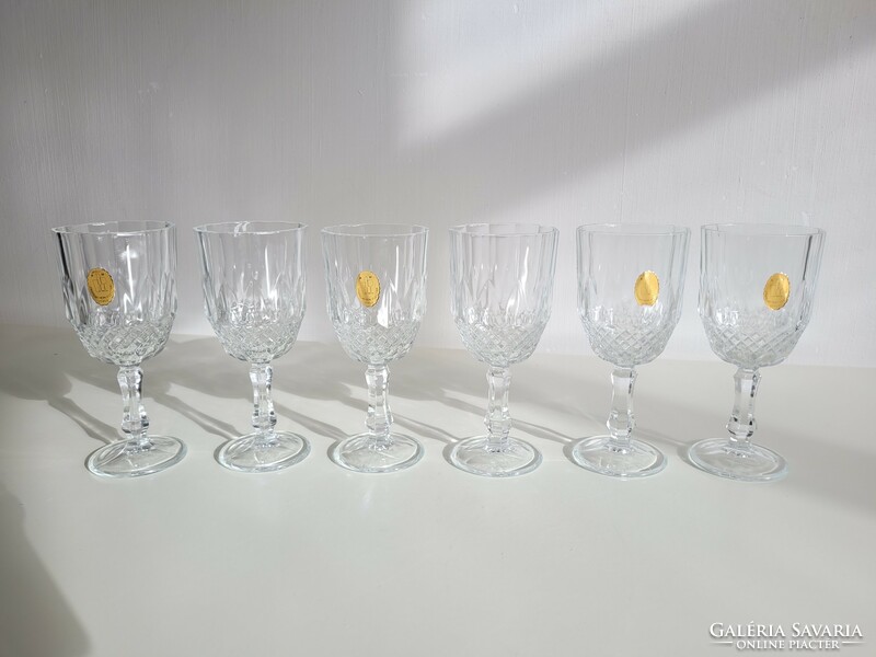 Retro 6 glass stemmed glasses mid century Italian glass wine glasses 200 ml