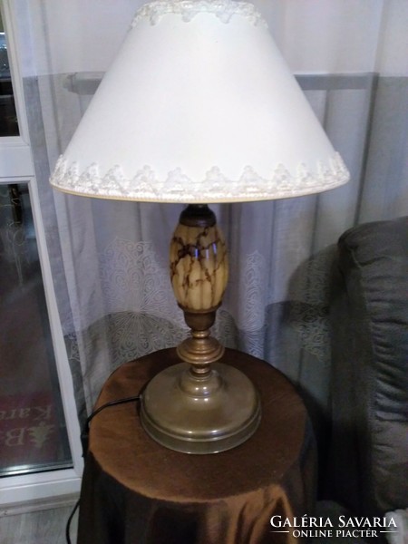 Antik  opalin üveg törzsű asztali lámpa