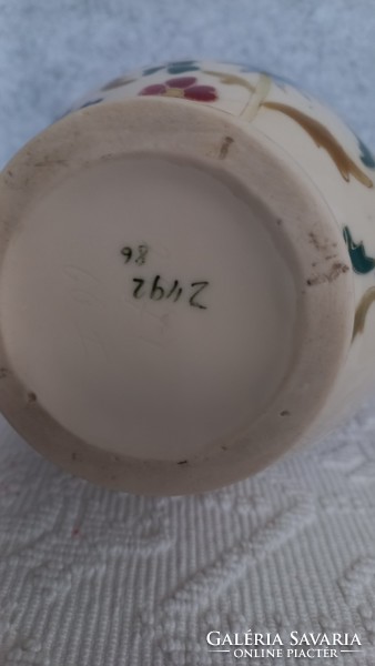 Antik szecessziós porcelán váza, kézi festésű, 24,5 cm, szép állapotban